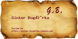 Ginter Bogárka névjegykártya